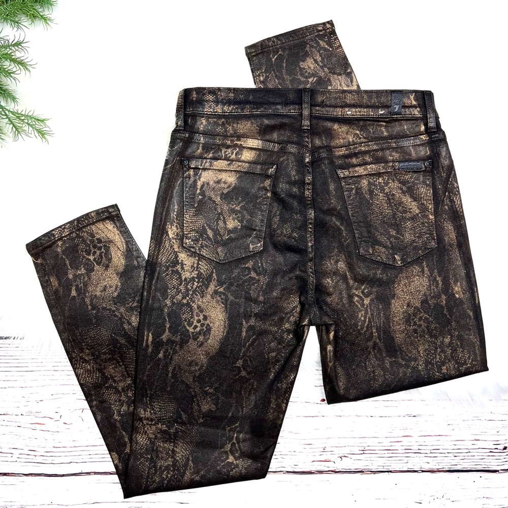🚫SOLD! •NWOT |•7 FOR ALL MANKIND•| High-Waisted Ankle Snakeskin-Print Skinny - Picture 7 of 11